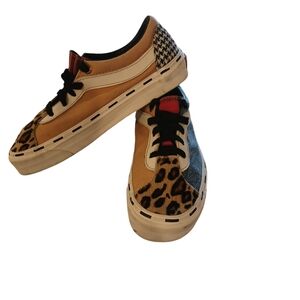 VANS Bender Bold Ni Denim Leopard Plaid Sneakers Men's  5.5 Women's  7.0